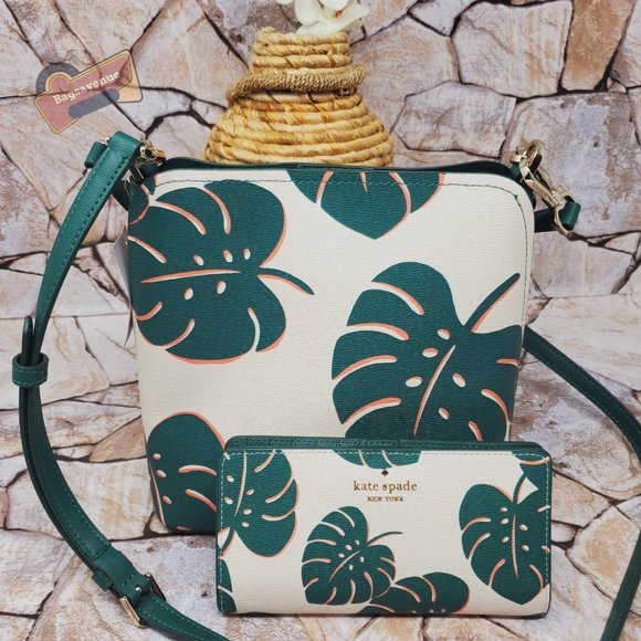 kate spade Handbags - #bagsavenue fast ship darcy bucket crossbody monstera leaves wallet kate spade